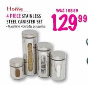 4 Piece Stainless Steel Canister Set