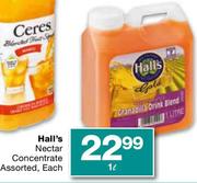 Hall's Nectar Concentrate Assorted-1Ltr Each