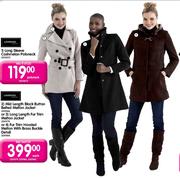 Legend Fur Trim Hooded Melton With Brass Buckle Detail