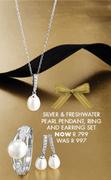 Little Luxuries We Love Silver & Freshwater Pearl Pendant Ring And Earring Set