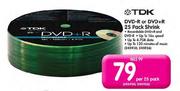 TDK DVD-R or DVD+R Shrink-25 Per Pack