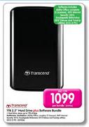 Transcend 1TB 2.5" Hard Drive Plus Software Bundle-Per Bundle-