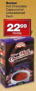 Boston Hot Chocolate/Cappuccino/Unsweetened Each-10x25g