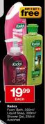 Radox Foam Bath-300ml/Liquid Soap-300ml/Shower Gel-250ml Assorted-each