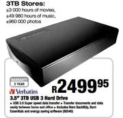 Verbatim 3.5" USB 3 Hard Drive-3TB