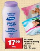 Elizabeth Anne's & Purity Lavender & Tea Tree Baby Powder-200g