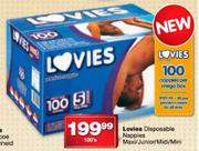 Lovies Disposable Nappies Maxi/Junior/Mini/Midi-100's