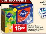 Lifestyle Sanitary Pads With Wings-10's & Lifestyle Fresh Sense Pantyliners-20's