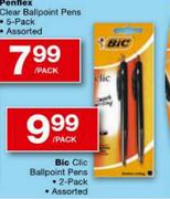 Bic Clic Ballpoint Pens 2-Pack Assorted-Per Pack