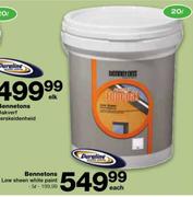Bennetons Low Sheen White Paint- 5 Ltr Each