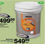 Bennetons Low Sheen White Paint-20 Ltr Each