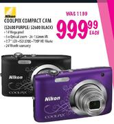 Nikon Coolpix Compact Cam (S2600 Purple/S2600 Black) Each