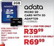 Adata Micro SD Card with Adaptor-2 x 2GB