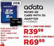 Adata Micro SD Card with SD Adaptor-2GB