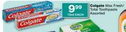 Colgate Max Fresh/Total Toothpaste-75ml Each