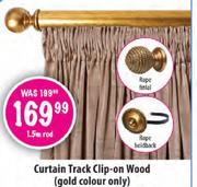 Curtain Track Clip-On Wood (Gold Colour Only)-1.5m Rod