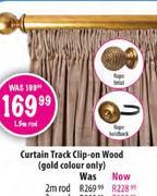 Curtain Track Clip-On Wood (Gold Colour Only)-2m Rod