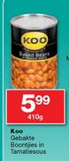 Koo Gebakte Boontjies In Tamatiesous-410g