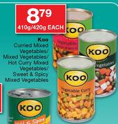 Koo Curried Mixed Vegetables/Hot Curry Mixed Vegetables/Sweet & Spicy Mixed Vegetables-410/420g Each
