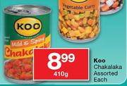 Koo Chakalaka Asorted-410g Each