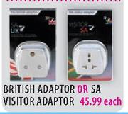 British Adaptor or SA Visitor Adaptor-each