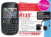 Nokia 201 + Includes Head Rox, Headphones and Shox Mini Speaker