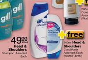 Head & Shoulders Shampoo Assorted-400ml Each + Free Head & Shoulders Conditioner Assorted 360ml Each