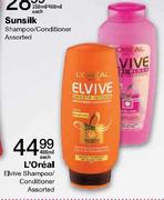 L'Oreal Elvive Shampoo/Conditioner Assorted-400ml Each