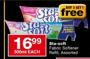 Sta-Soft Fabric Softener Refill Assorted-500ml Each