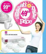 Simple Choice 4 Pack Cups and Saucers
