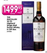 The Macallan 18 Yo Highland Single Malt Scotch Whisky In Gift Box-1x750ml