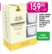 Glen Grant single Malt Scotch Whisky & 2 Glasses In Gift Box-1x750ml