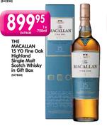 The Macallan 15 Yo Fine Oak Highland Single Malt Scotch Whisky In Gift Box-1x750ml