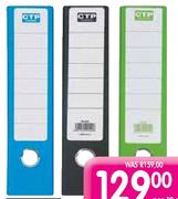Donau Coloured Board lever Arch Files-Per 10 Pack