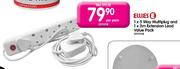 Ellies 1x5 Way Multiplug & 1x3m Extension Lead-Per Pack