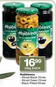 Hojiblanca Sliced Black Olives/Sliced Green Olives/Black Pitted Olives-335g Each