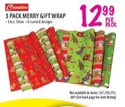 Creative 3 Pack Merry Gift Wrap-Per Pack