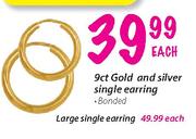 9ct Gold And Silver Single Earring Each