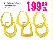 9ct Gold And Silver Creole Earring-Per Pair