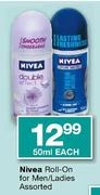Nivea Roll-On For Men/Ladies Assorted-50ml Each