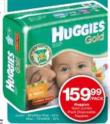 Huggies Gold Jumbo Pack Disposable Nappies Junior-58's/Maxi Plus-62's/Maxi-70's/Midi-82's Per Pack
