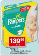 Pampers New Baby Jumbo Pack Disposable Nappies-94's