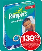 Pampers Active Baby Jumbo Pack Disposable Nappies Maxi Plus-62's/Maxi-70's/Midi-82's Per Pack