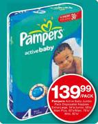 Pampers Active Baby Jumbo Pack Disposable Nappies Extra-Large-54's/Junior-58's Per Pack
