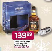 Three Ships Whisky-750ml Plus Free Wind-Up Torch