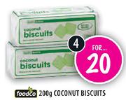 Foodco Coconut Biscuits - 4 x 200gm