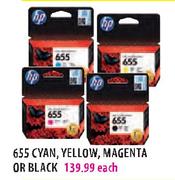 HP 655 Cyan,Yellow,Magenta Or Black Each