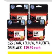 HP 655 Cyan, Yellow, Magenta Or Black-Each