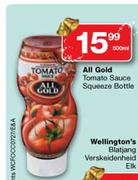 All Gold Tomato Sauce Squeeze Bottle-500ml Each