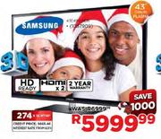Samsung HD Ready 3D Plasma TV-43"(108cm)